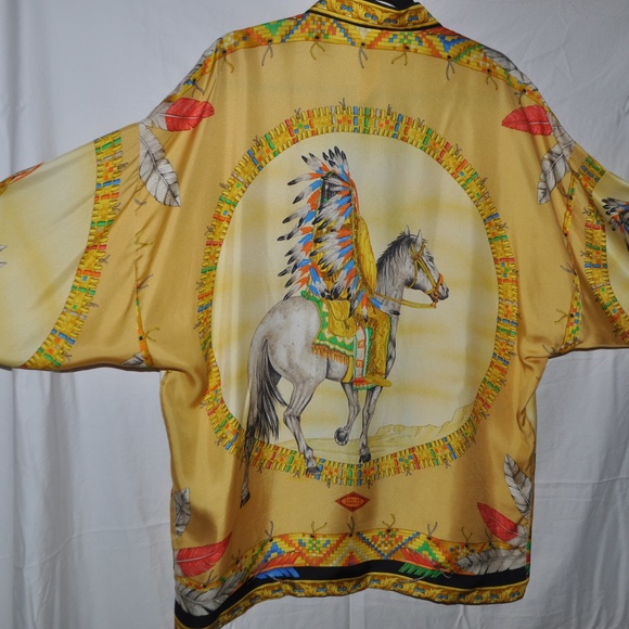 GIANNI VERSACE Silk Native American Print Shirt - Picture 4 of 8